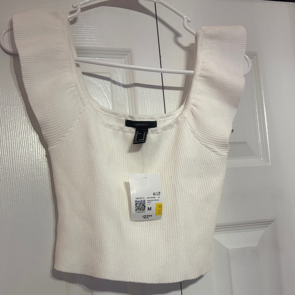Forever 21 Cream Ribbed Tank Top